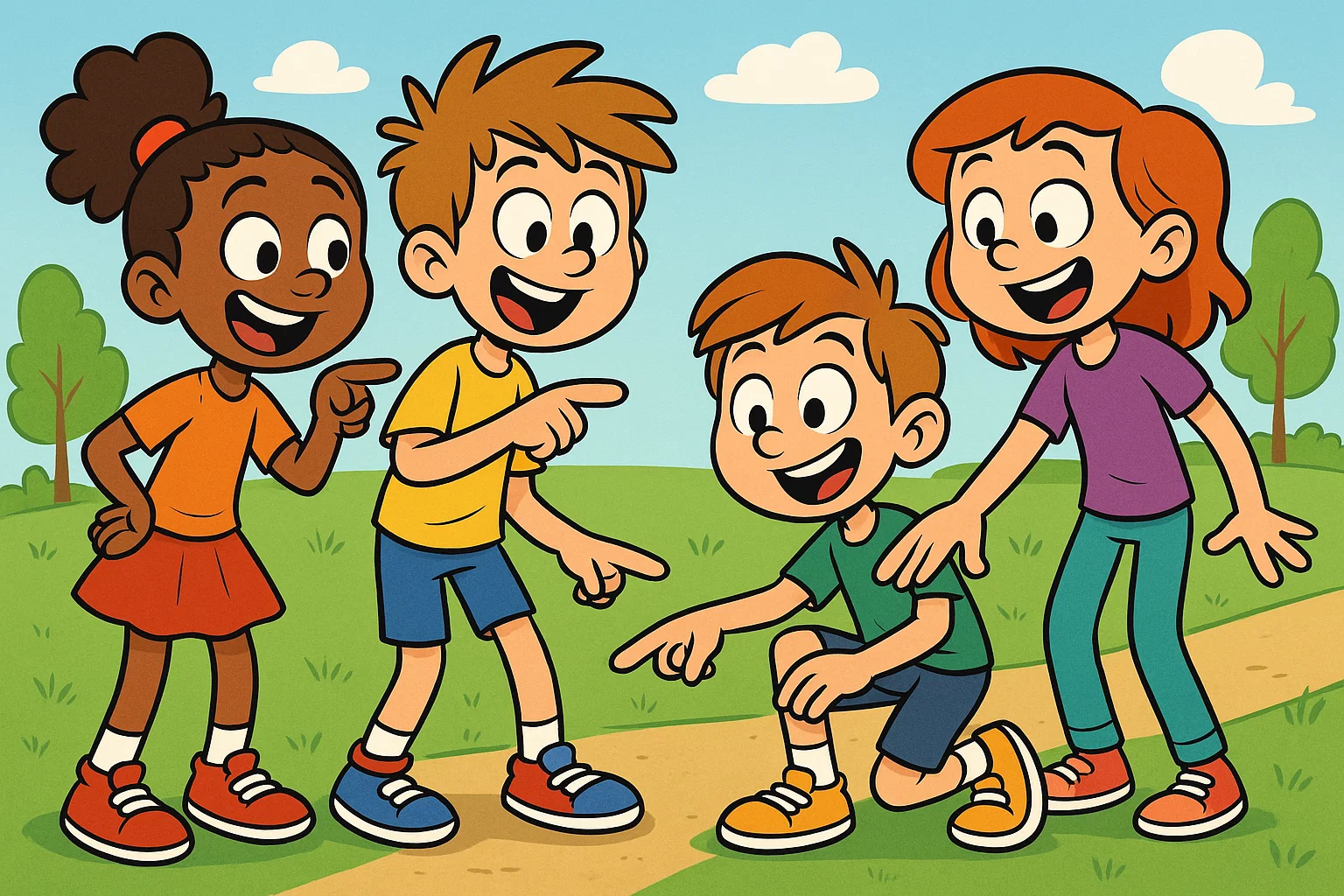 External body parts names for kids shown with cartoon children pointing. External body parts names for kids shown with cartoon children pointing.