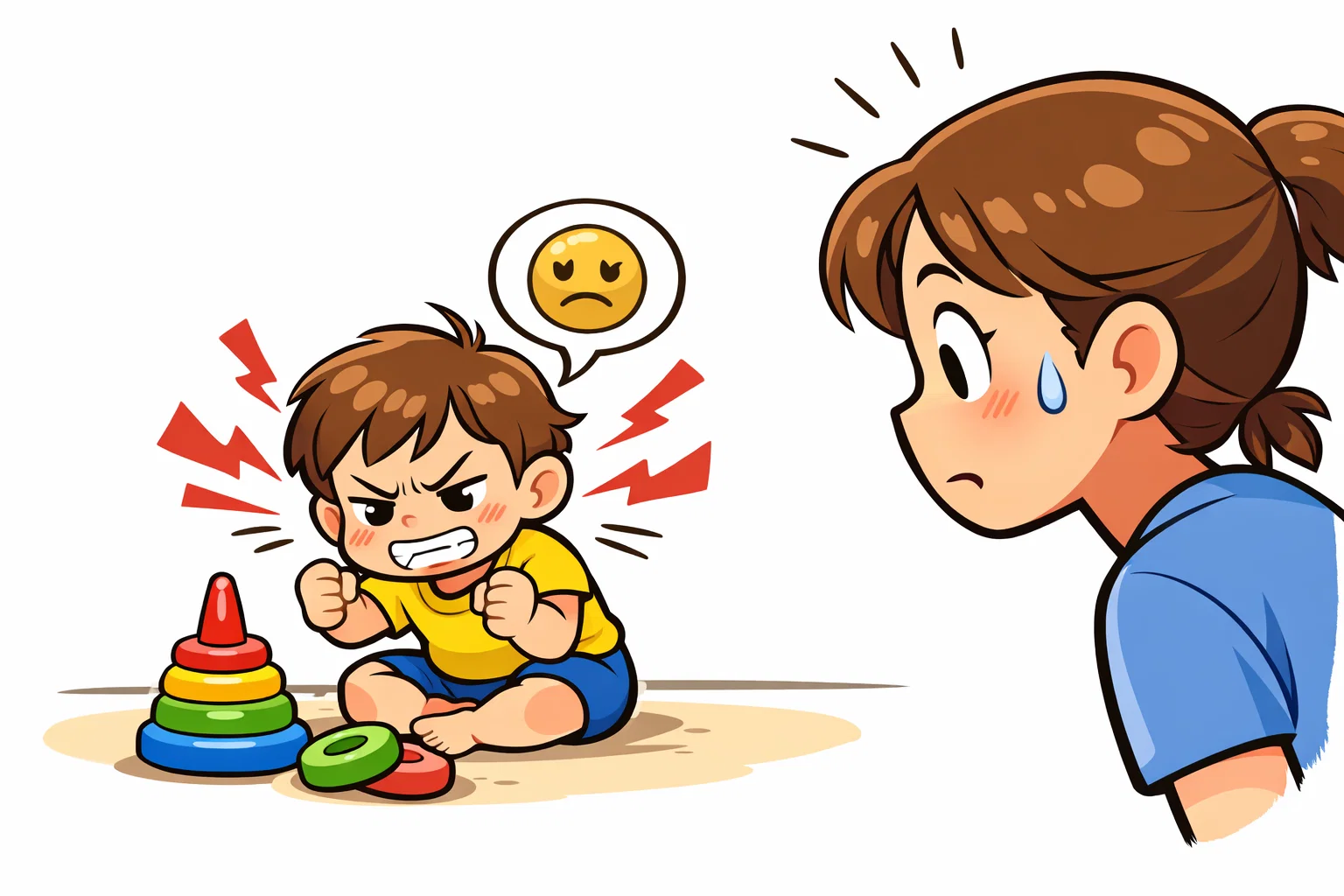 Find trigger behind biting as parent notices toddler frustration during play.
