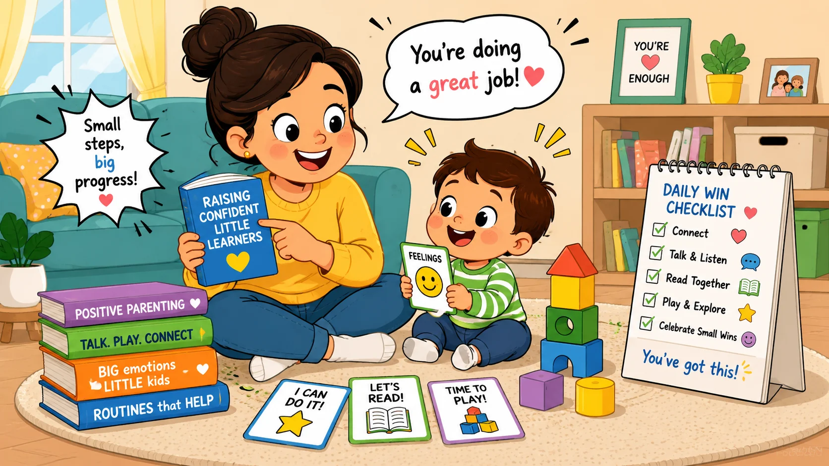Free parenting resources for toddlers with books, activity cards, and checklist.
