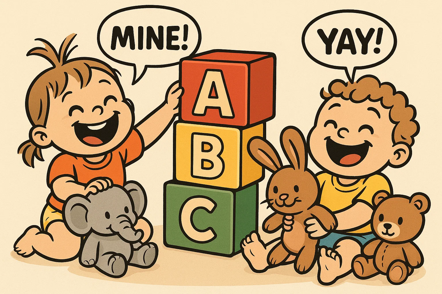 Cartoon gifts for 2-3 year olds with blocks and soft toys. Cartoon gifts for 2-3 year olds with blocks and soft toys.