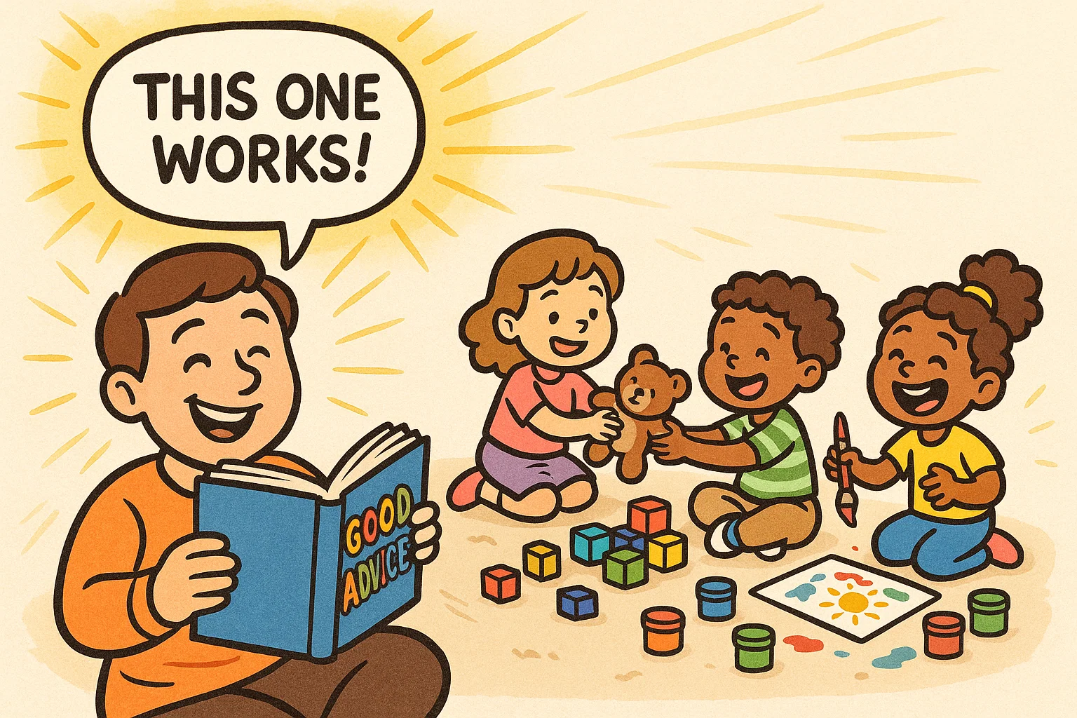 Parent reading good parenting advice Parent reading good parenting advice