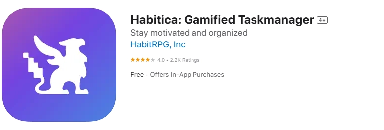Habitica app store screenshot.