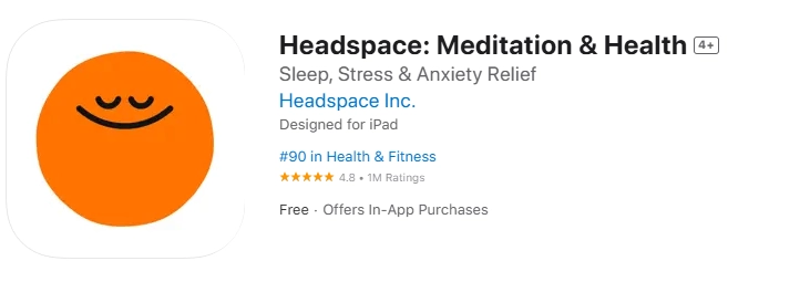 Headspace app store screenshot.