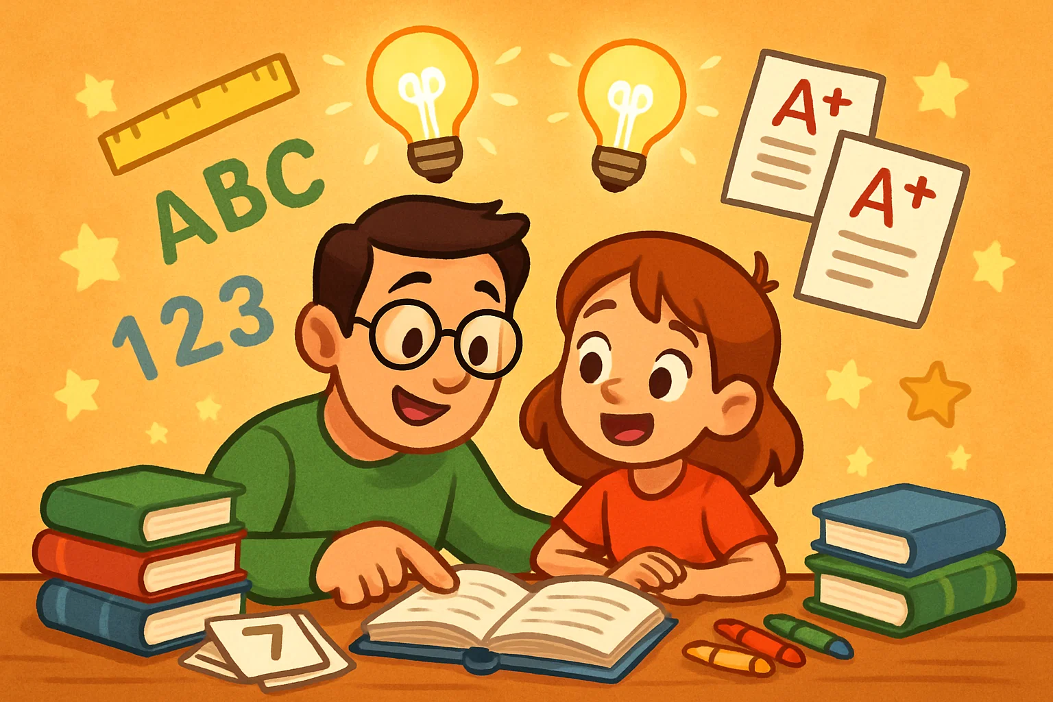 Parent helping child learn