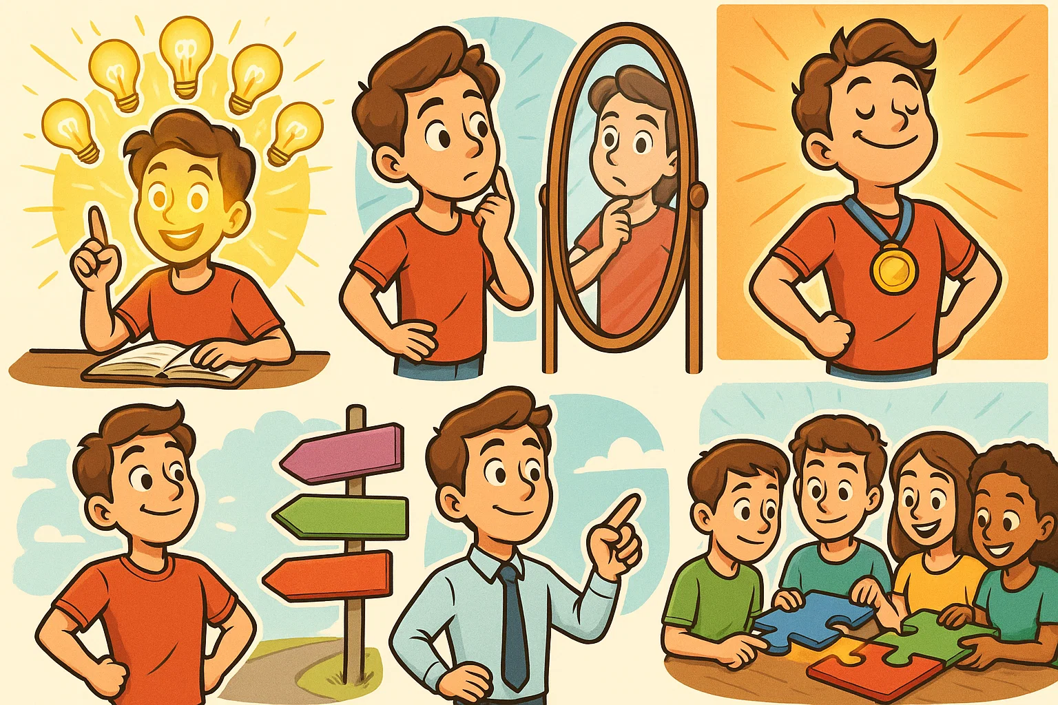 Students showing effective learning, self-awareness, confidence, career and teamwork.