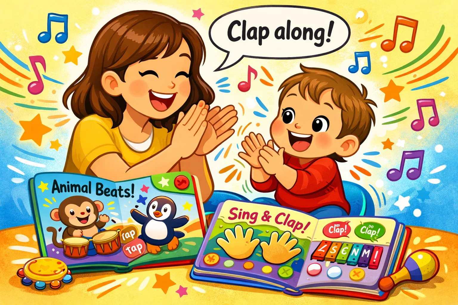  Interactive rhythm based books toddlers with clapping singing and reading. 
