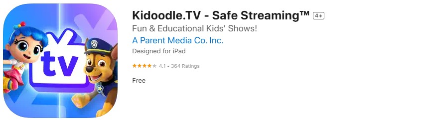 Kidoodle.TV app store screenshot.