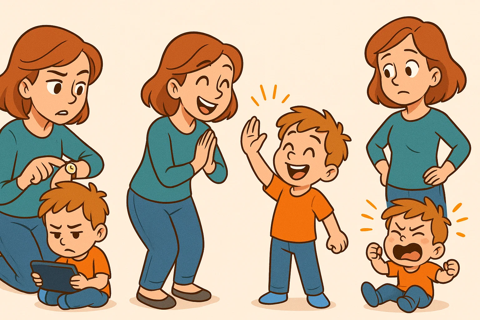  Parent follows through with boundaries and gratitude to help child listen.
