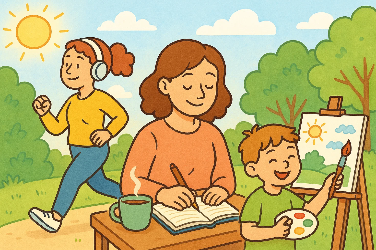 Image of long-term coping and personal growth with parent, teacher, and child activities.