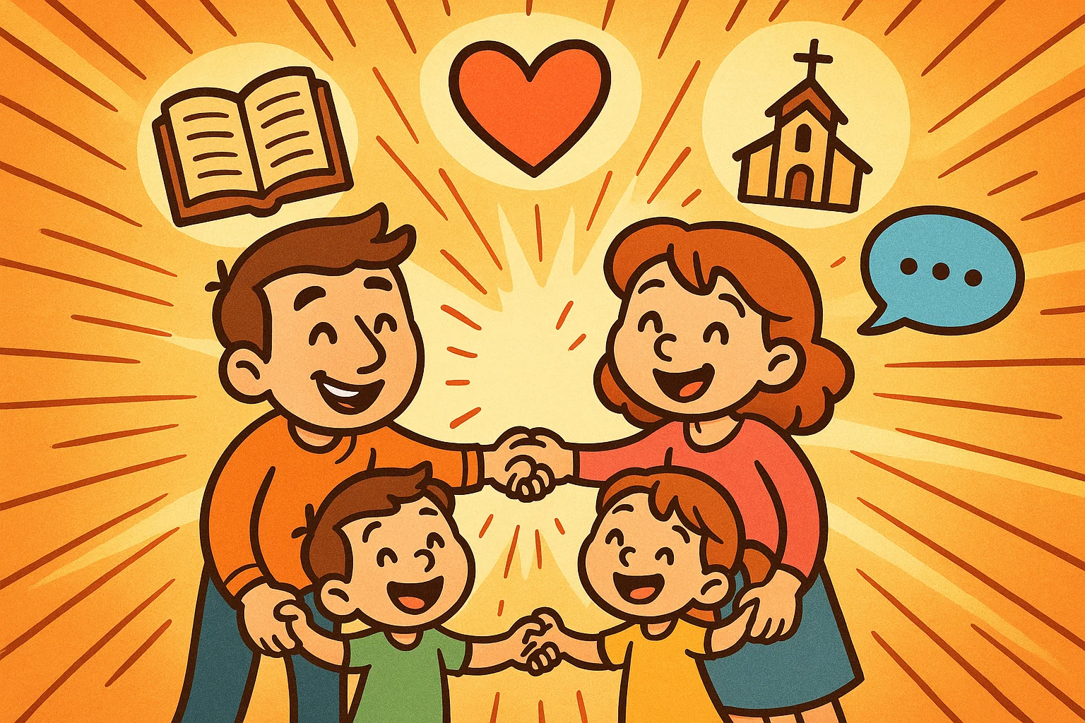 Cartoon showing ways to maintain traditional family values during cultural shifts. Cartoon showing ways to maintain traditional family values during cultural shifts.