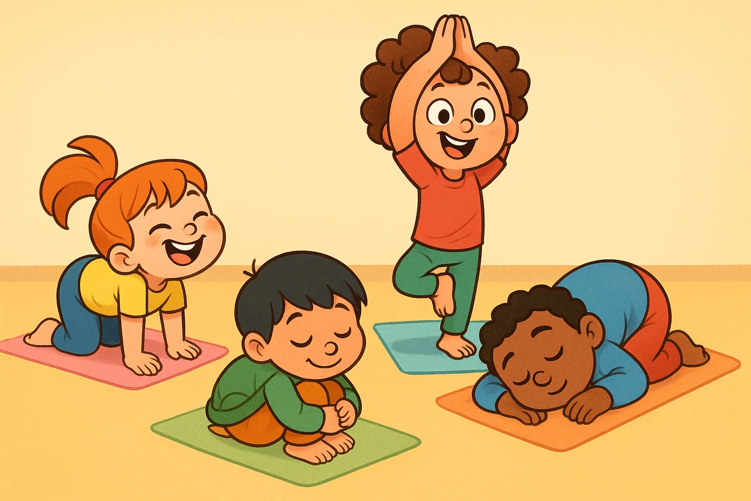 Movement based calming techniques for children with yoga and animal inspired exercises.