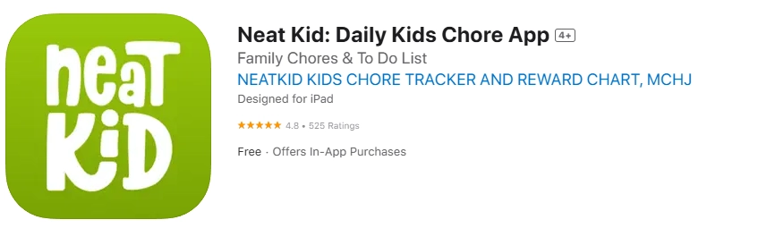 Neat Kid app store screenshot.