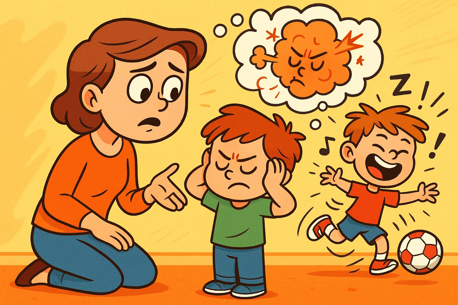 Parent calmly communicates with child who ignores instructions.