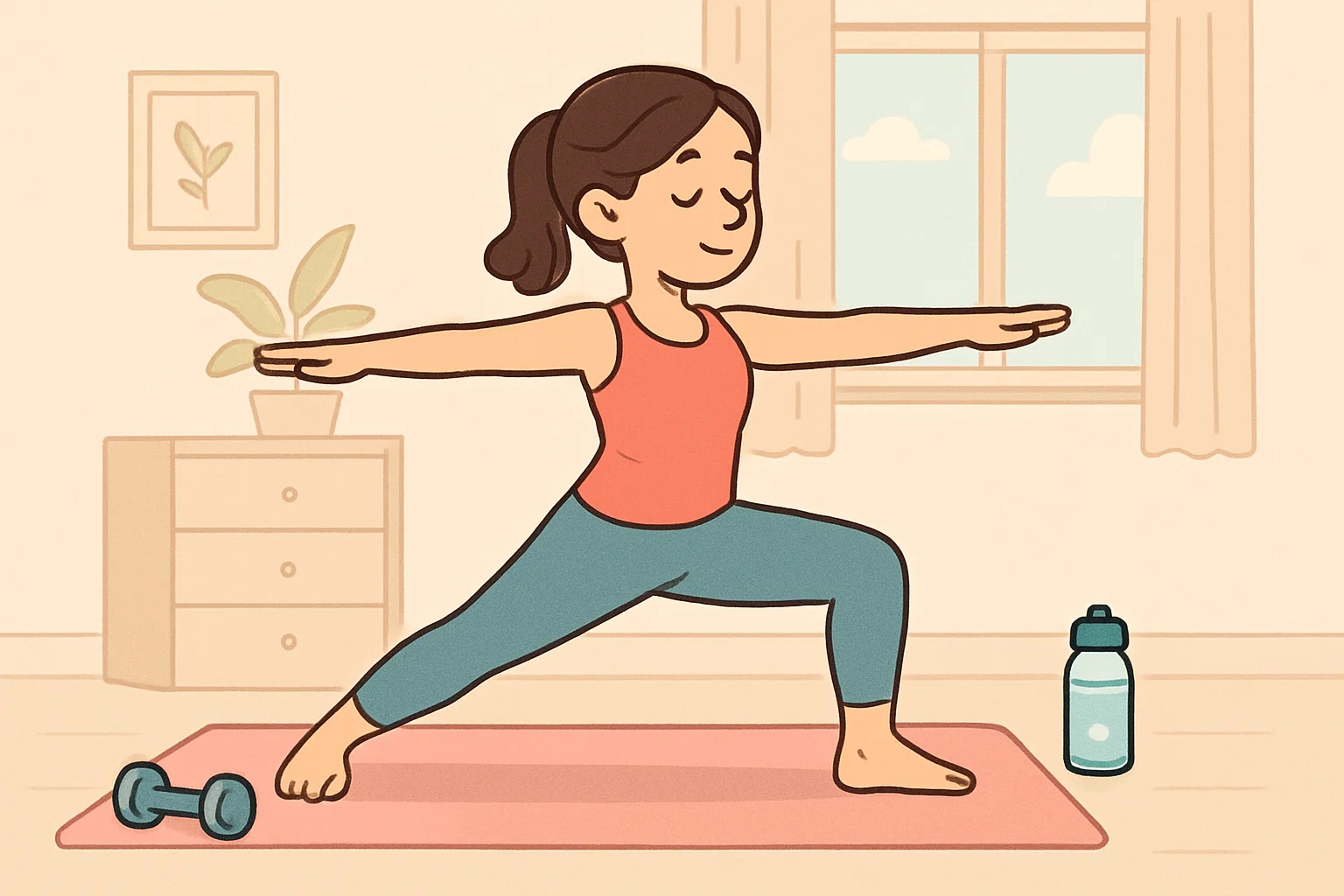 A woman building physical strength before pregnancy by doing yoga.