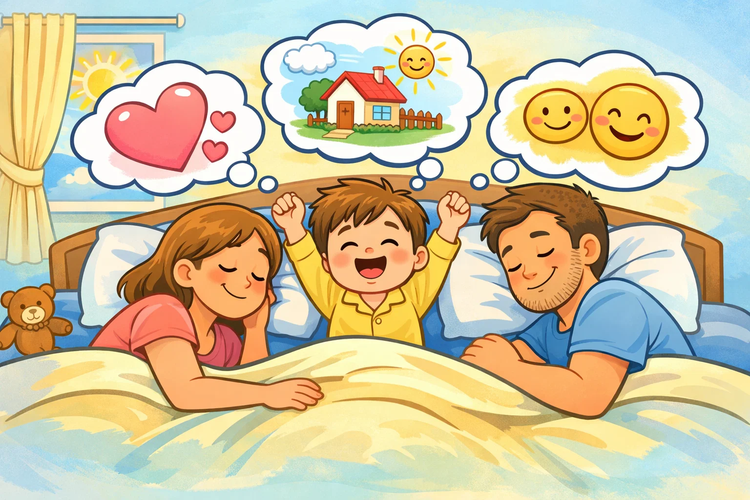 Psychological impacts on children from co-sleeping with parents, highlighting feelings of security.
