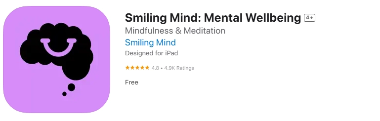 Smiling Mind app store screenshot.