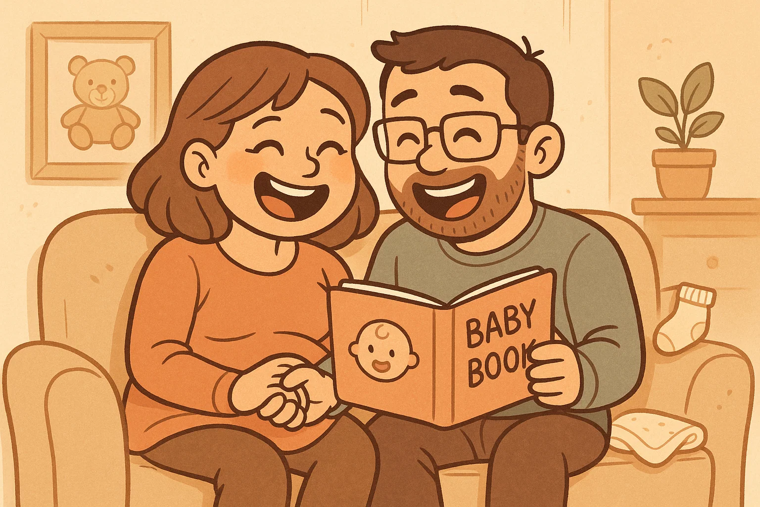A couple reading a baby book together, strengthening their relationship. A couple reading a baby book together, strengthening their relationship.