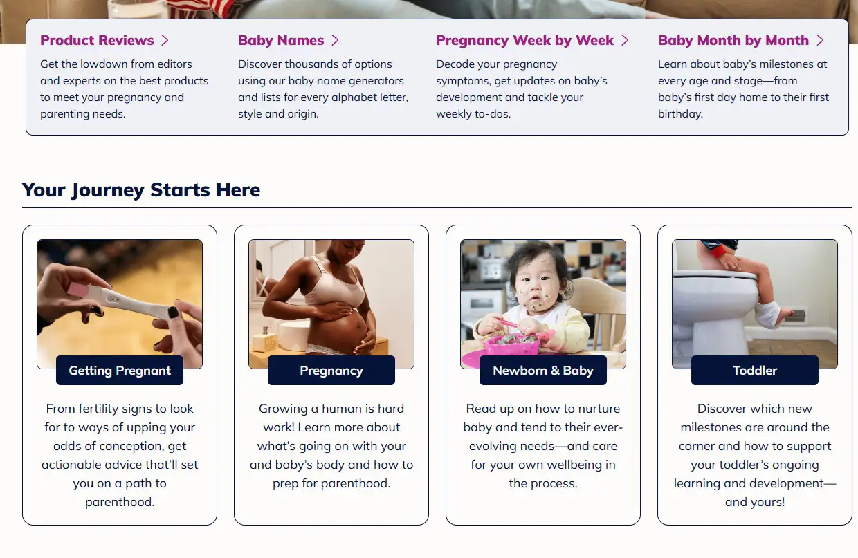 The Bump blog homepage with pregnancy tracking and baby name resources.