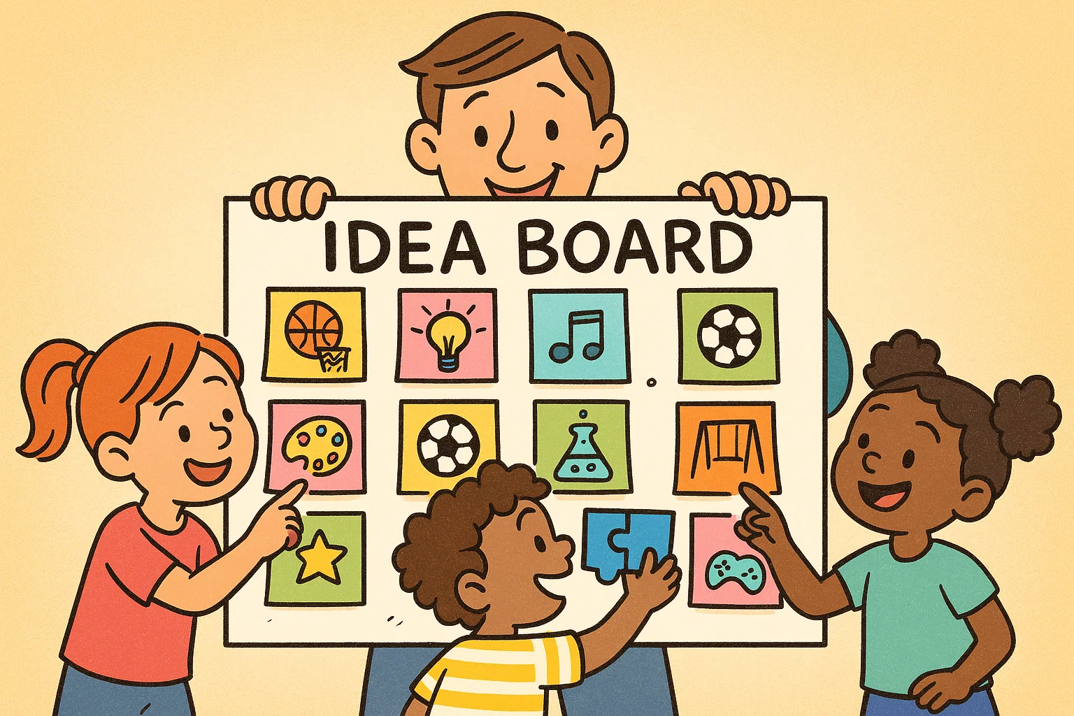 Parent holding idea board