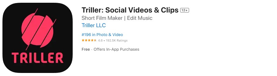 Triller app store screenshot.