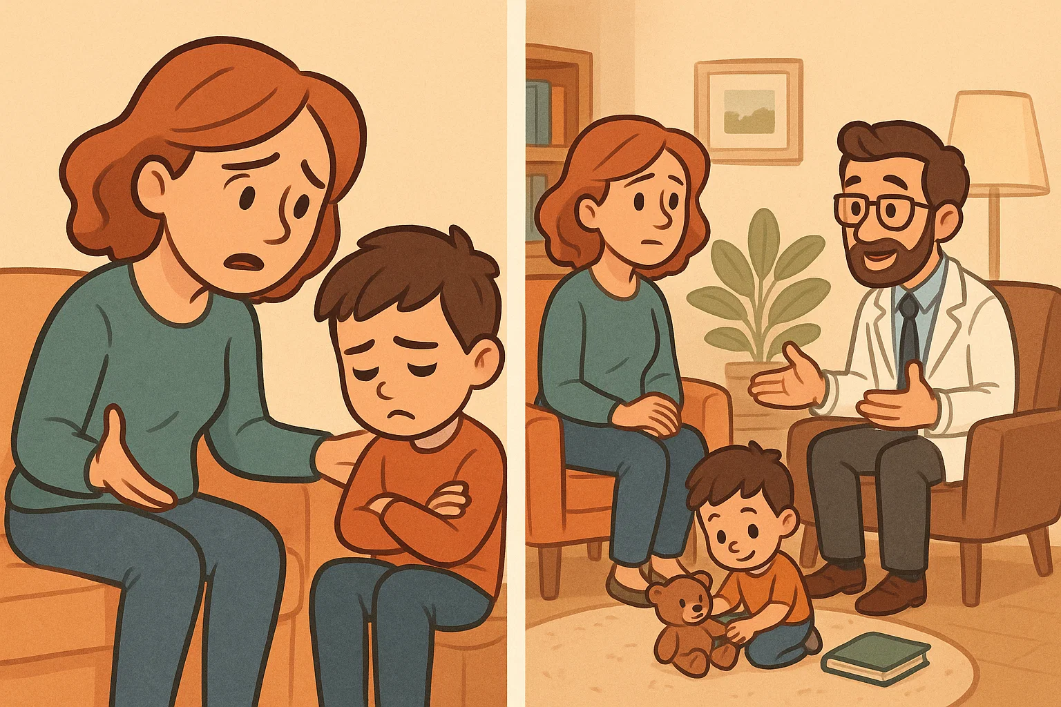  Parent seeks professional help for child who struggles with listening.
