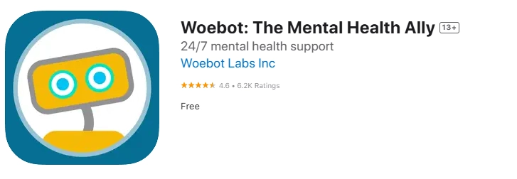 Woebot app store screenshot.
