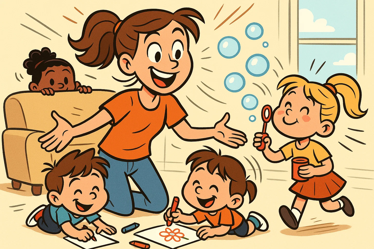 Babysitting games guide showing playful activities for kids with fun and learning. Babysitting games guide showing playful activities for kids with fun and learning.