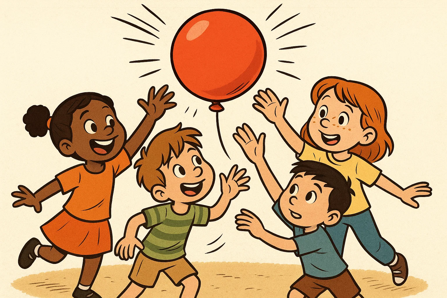 Children playing balloon tap game to practice patience and cooperative self control.
