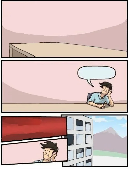 Boardroom suggestion classroom ideas rejected in a funny office scene.
