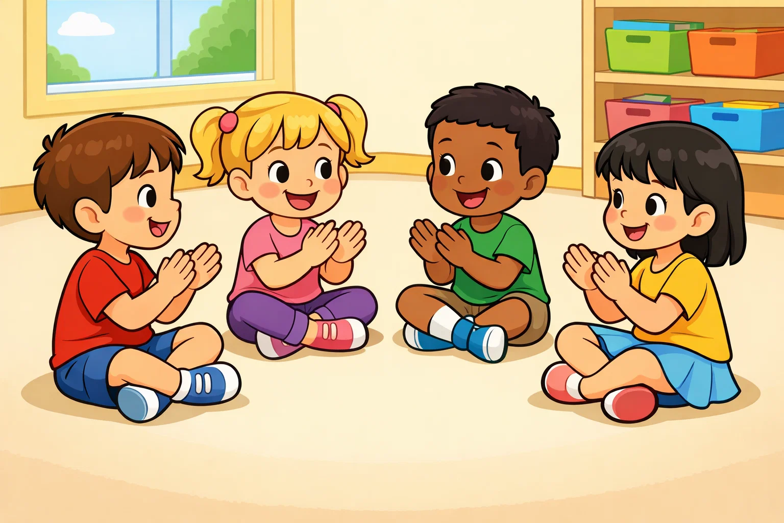  Circle games that build community for kids during group clapping activity.
