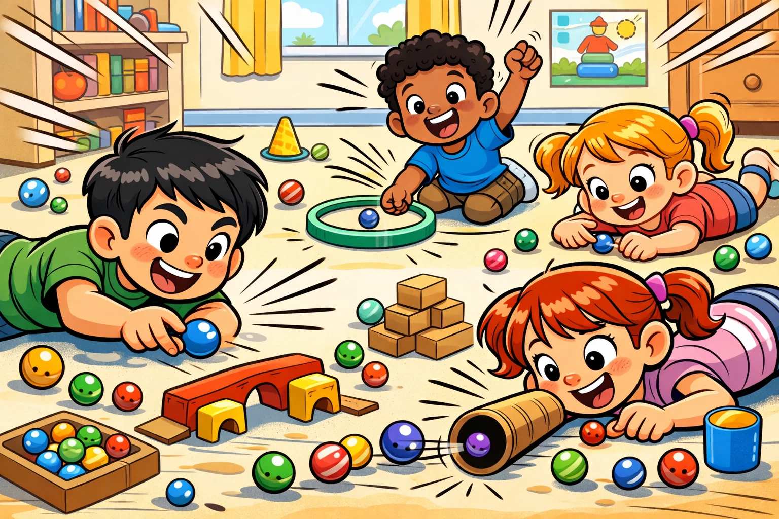 Easy and fun marble games for kids with colorful marbles and simple play setup.