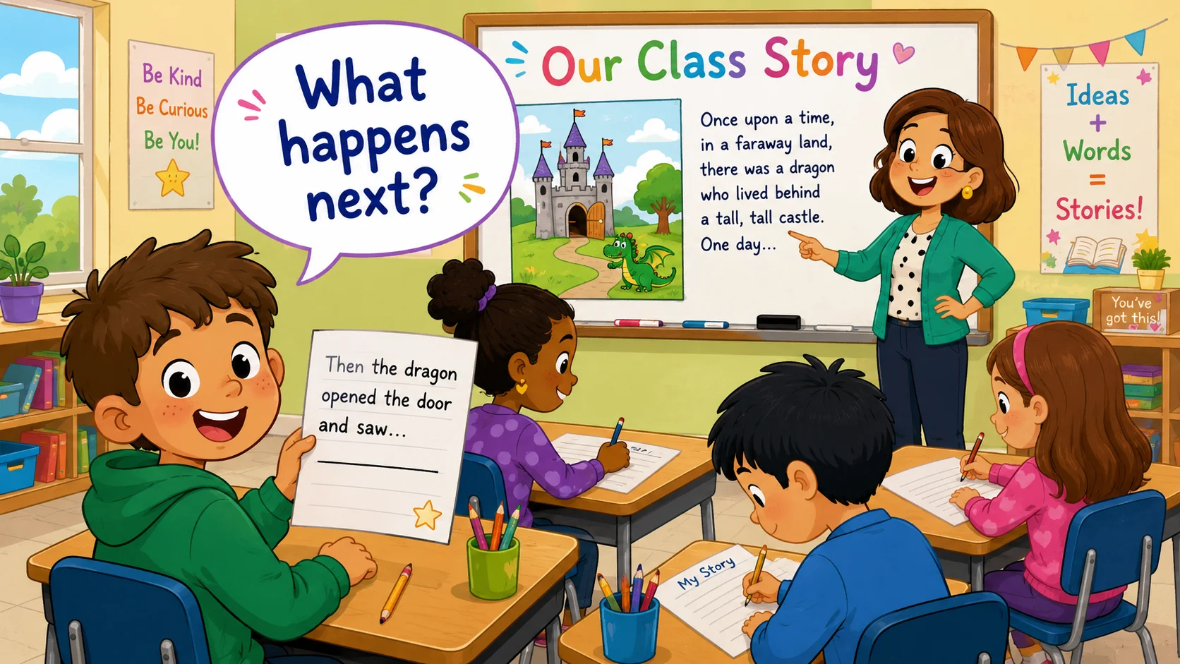 Finish the story writing prompts classroom with students creating story endings. 
