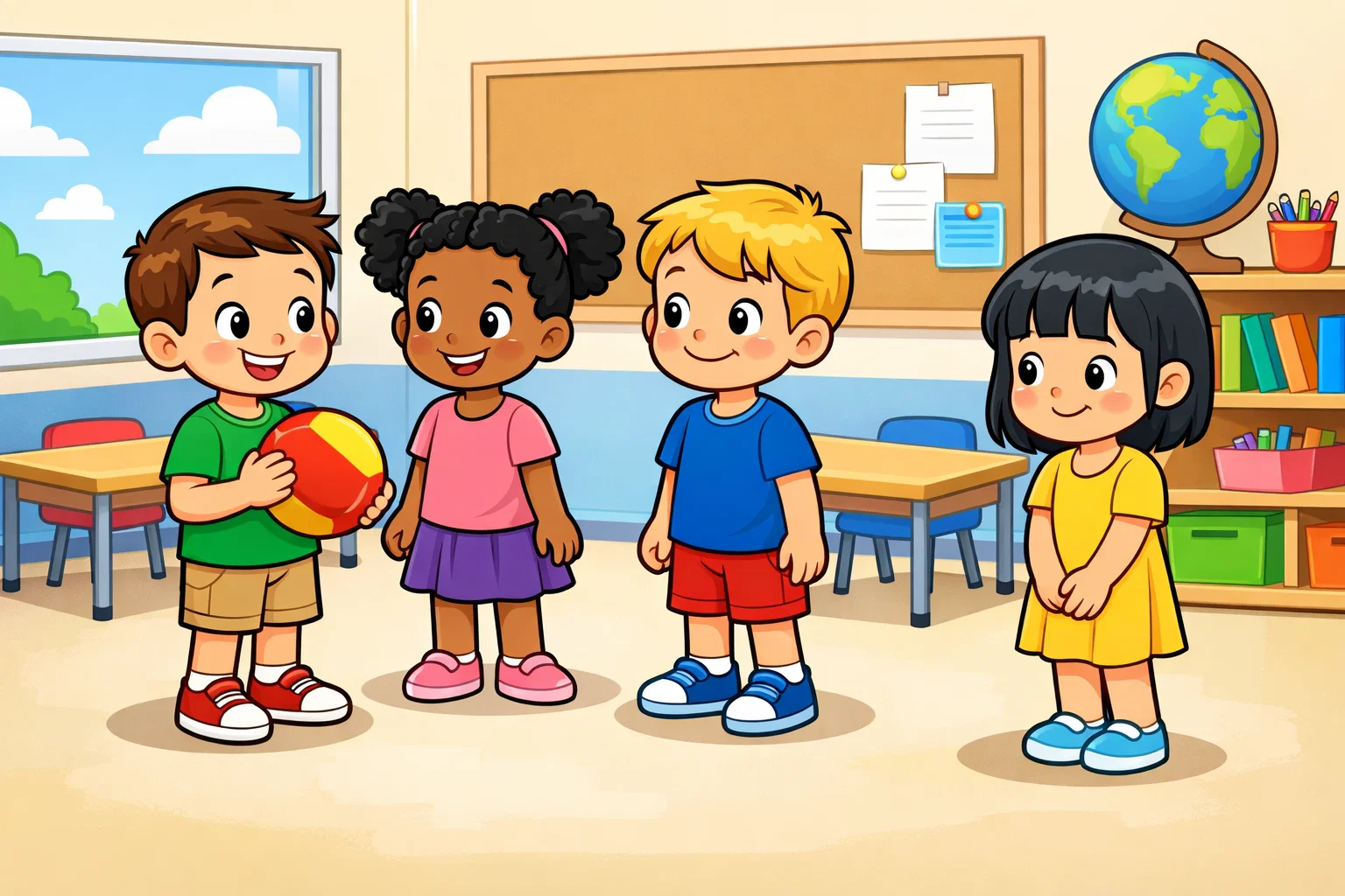 Get to know you team building activities for kids with children passing ball in class.
