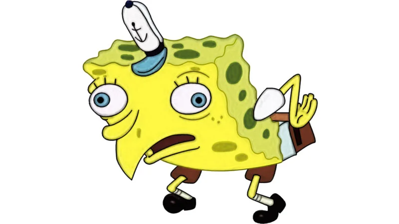 Mocking SpongeBob school excuse repeating funny classroom complaints.
