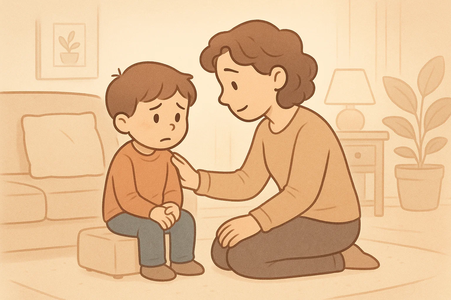 Parent supporting child showing signs of behavior problems with care and communication. Parent supporting child showing signs of behavior problems with care and communication.