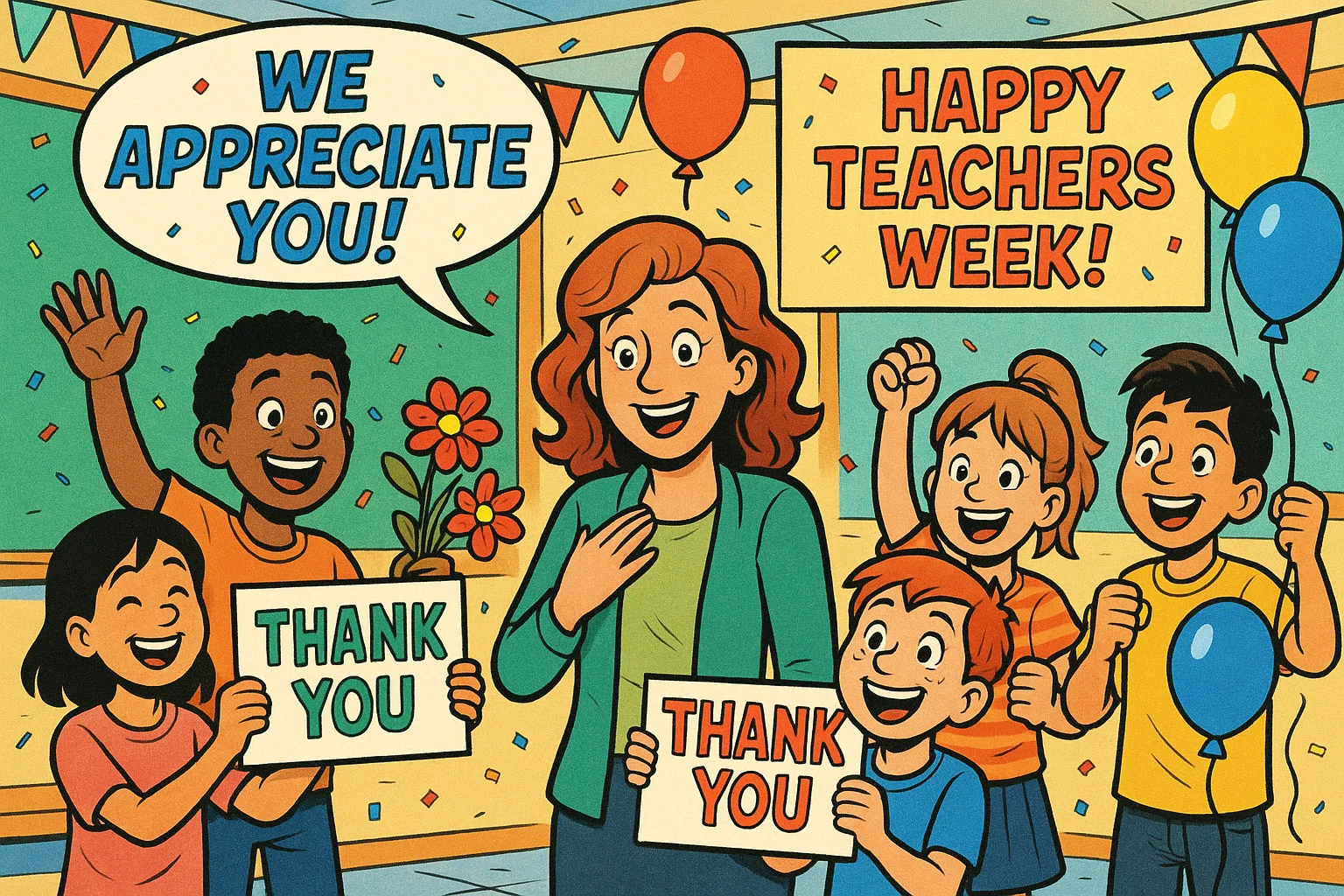 Students and teachers celebrating Teachers Day Appreciation Week with quotes. Students and teachers celebrating Teachers Day Appreciation Week with quotes.