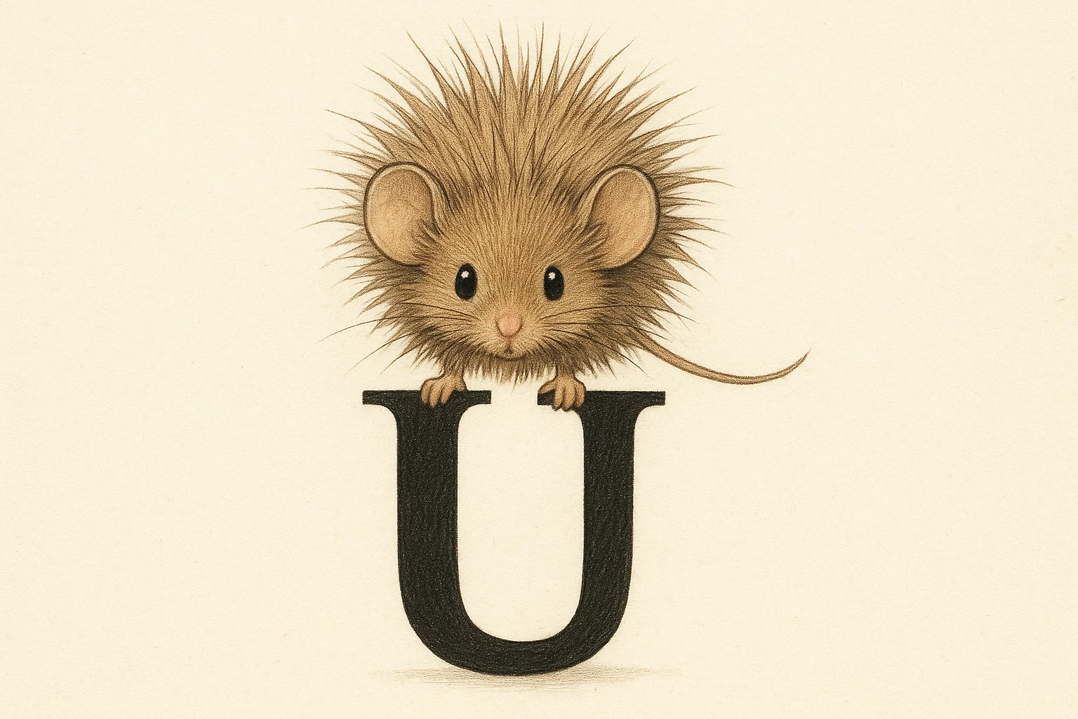 Cartoon Ucayali spiny mouse with spiky fur on U. Cartoon Ucayali spiny mouse with spiky fur on U.