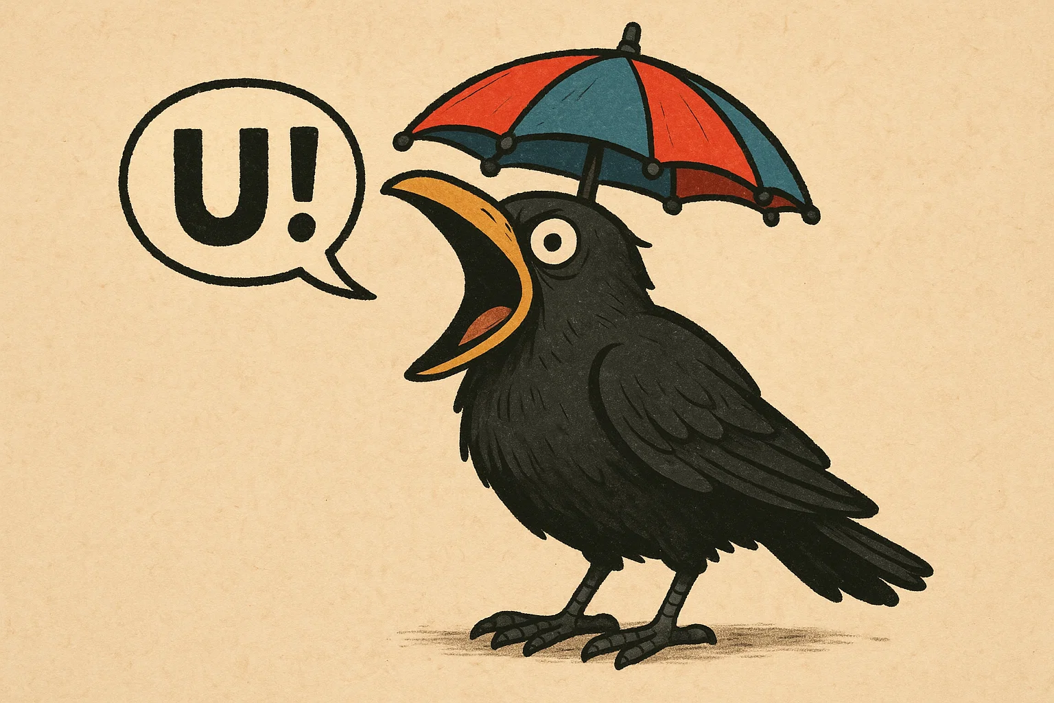 Cartoon umbrellabird bird with umbrella feathers. Cartoon umbrellabird bird with umbrella feathers.
