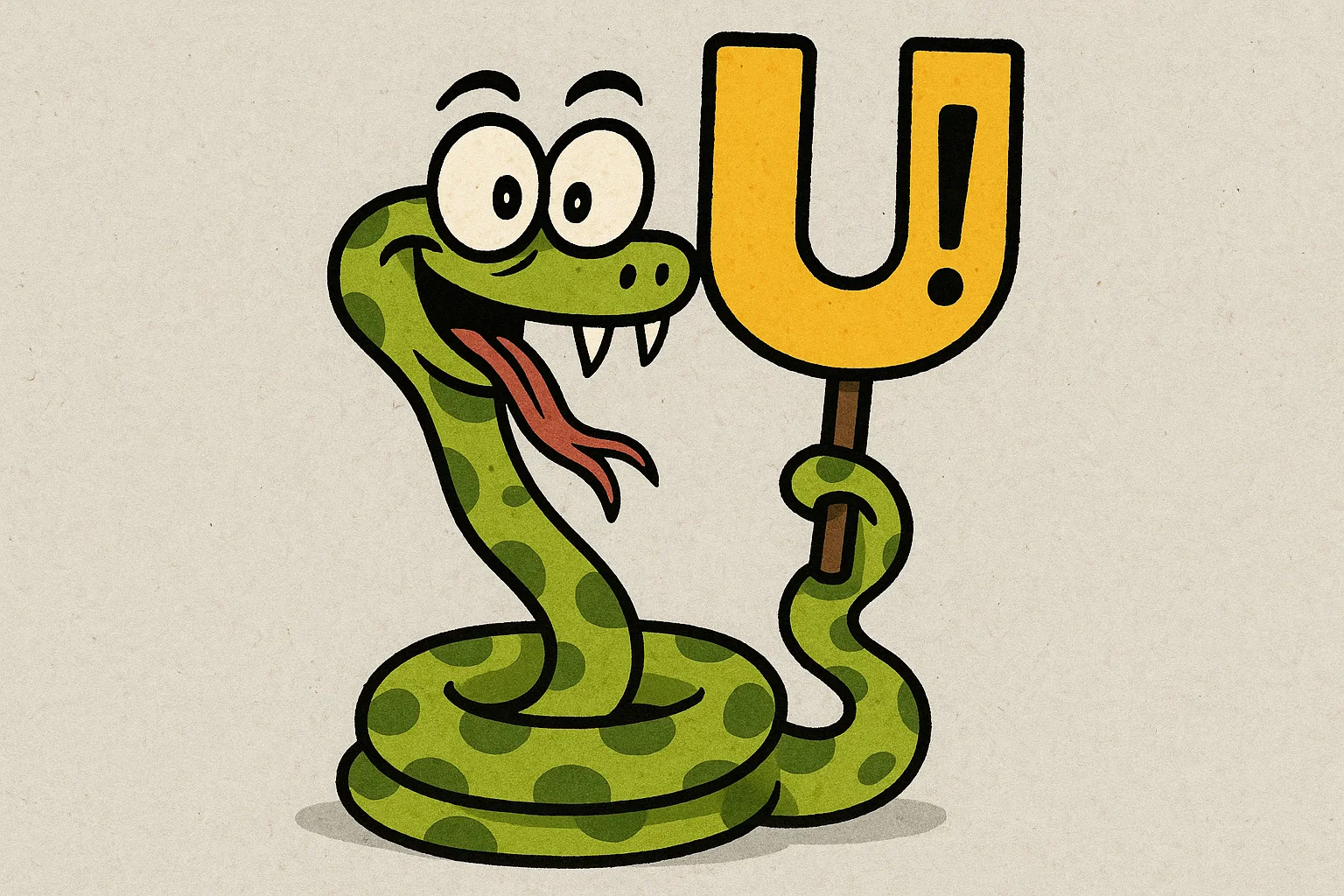 Cartoon Urutu snake with venomous look near U. Cartoon Urutu snake with venomous look near U.