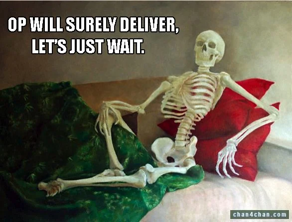 Waiting skeleton school delay while expecting grades or break time.
