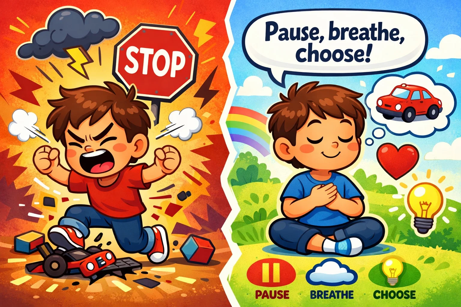 What is self regulation for kids with pause breathe choose coping skills.
