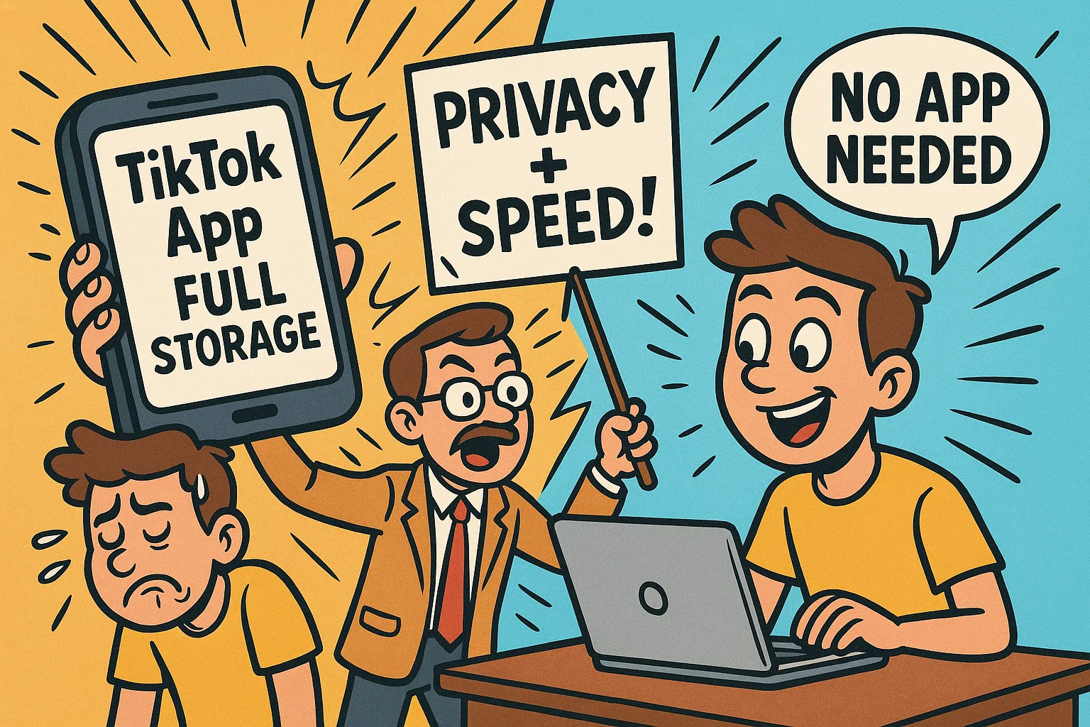 User compares TikTok app and online viewing for privacy and faster access. User compares TikTok app and online viewing for privacy and faster access.
