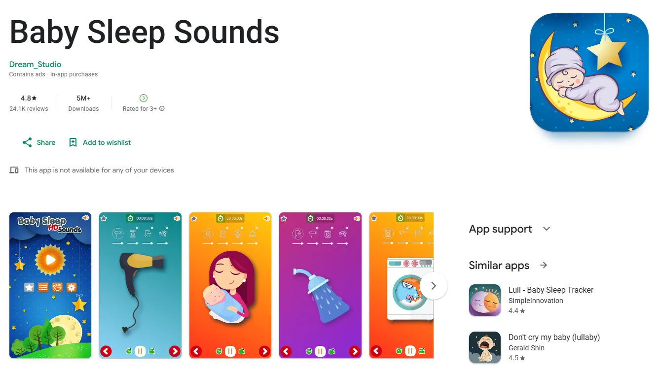 Baby Sleep Sounds app by Dream_Studio in Google Play
