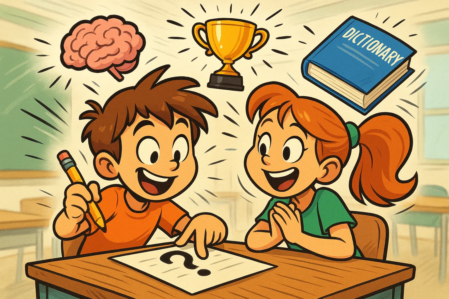  Kids solving riddles together showing benefits like thinking and teamwork for 9 year olds.