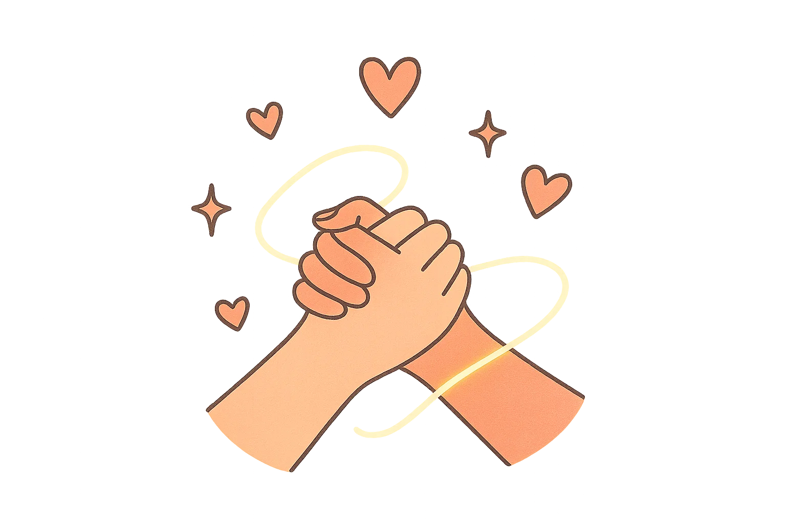 Symbolic image of sisters holding hands showing love and unity in cartoon style.