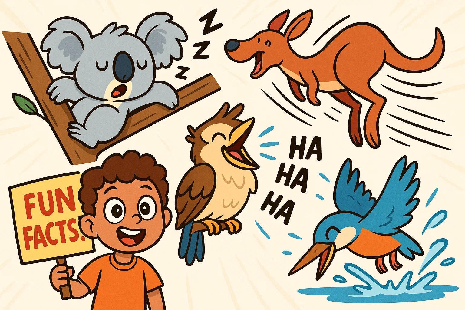 Fun cartoon showing interesting facts about animals that start with k.