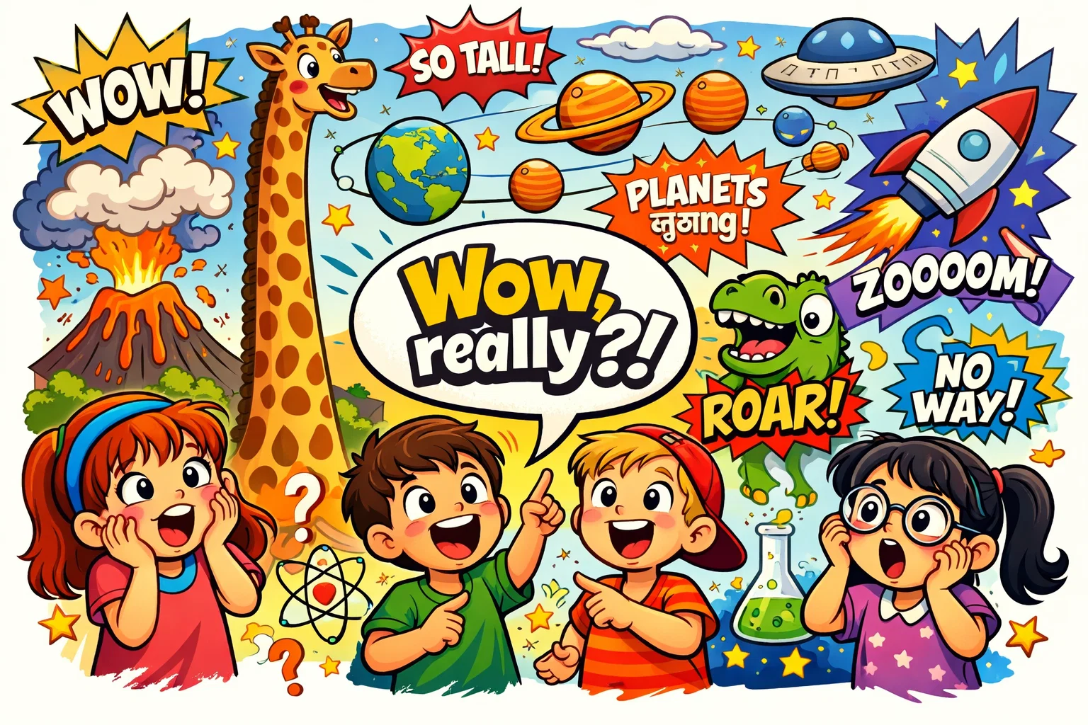 Fun facts for kids educational weird facts with children reacting to surprising information.