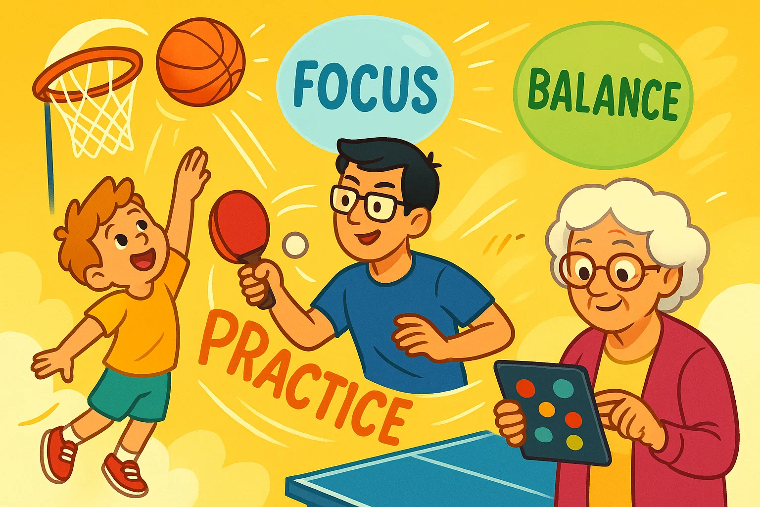 People practicing hand -eye coordination improvement exercises.
