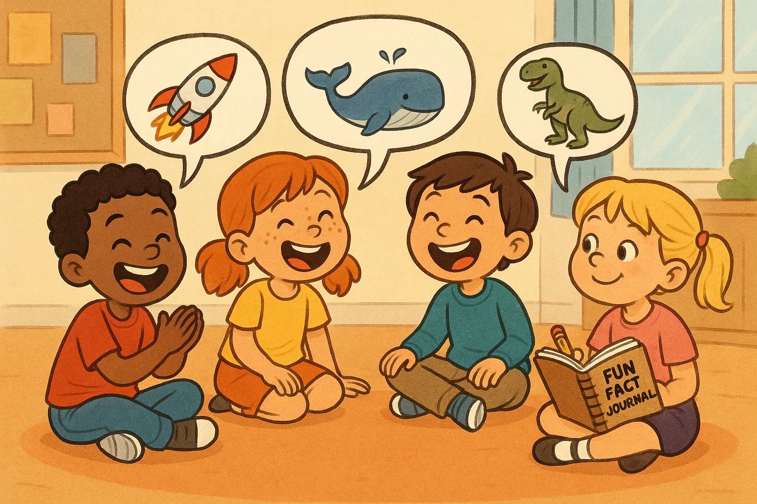 Children share fun facts at age eleven with speech bubbles and drawings.