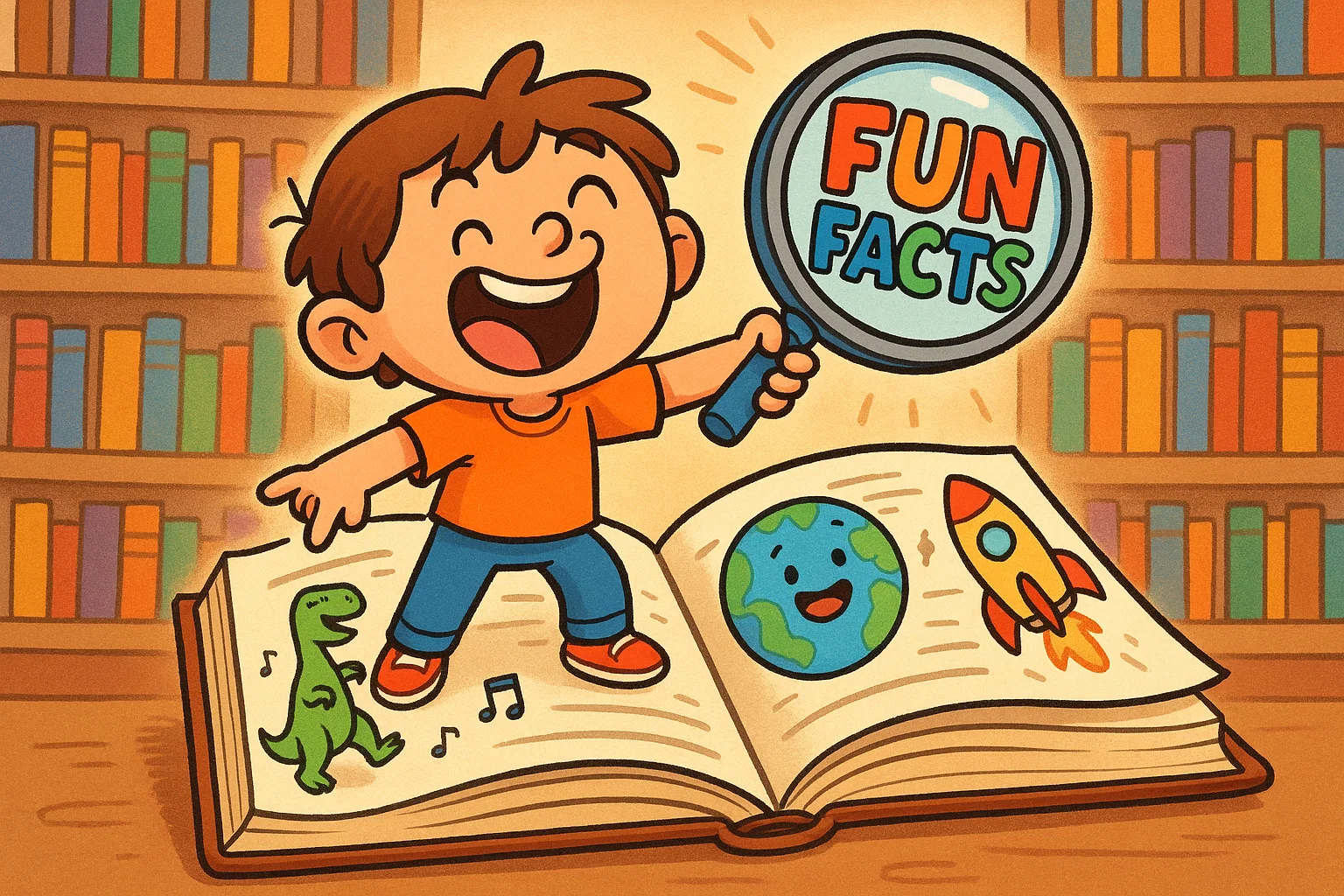  Introduction to fun facts for kids with a child exploring interesting facts in a book.